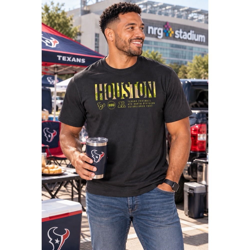 Houston Texans NFL Team Apparel T-Shirt Men's 2XL Black Graphic Tee NWOT